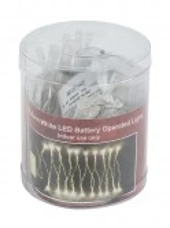 Clearance Christmas Warehouse 20 Cool White Concave Led Bulb Christmas Battery String Fairy Lights - 2.4M