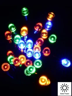 Cheap Christmas Warehouse 100 Multi Colour Concave Bulb Led String Fairy Solar Lights - 10M