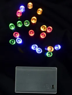 Hot Christmas Warehouse 20 Multi Colour Concave Led Bulb Christmas Battery String Fairy Lights - 2.4M