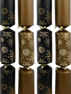 Best Christmas Warehouse Black & Gold Snowflakes & Stars Christmas Cracker Bon Bons - 6 X 38Cm