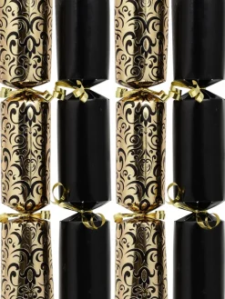 Discount Christmas Warehouse Black & Gold With Swirl Splash Pattern Christmas Cracker Bon Bons - 12 X 30Cm
