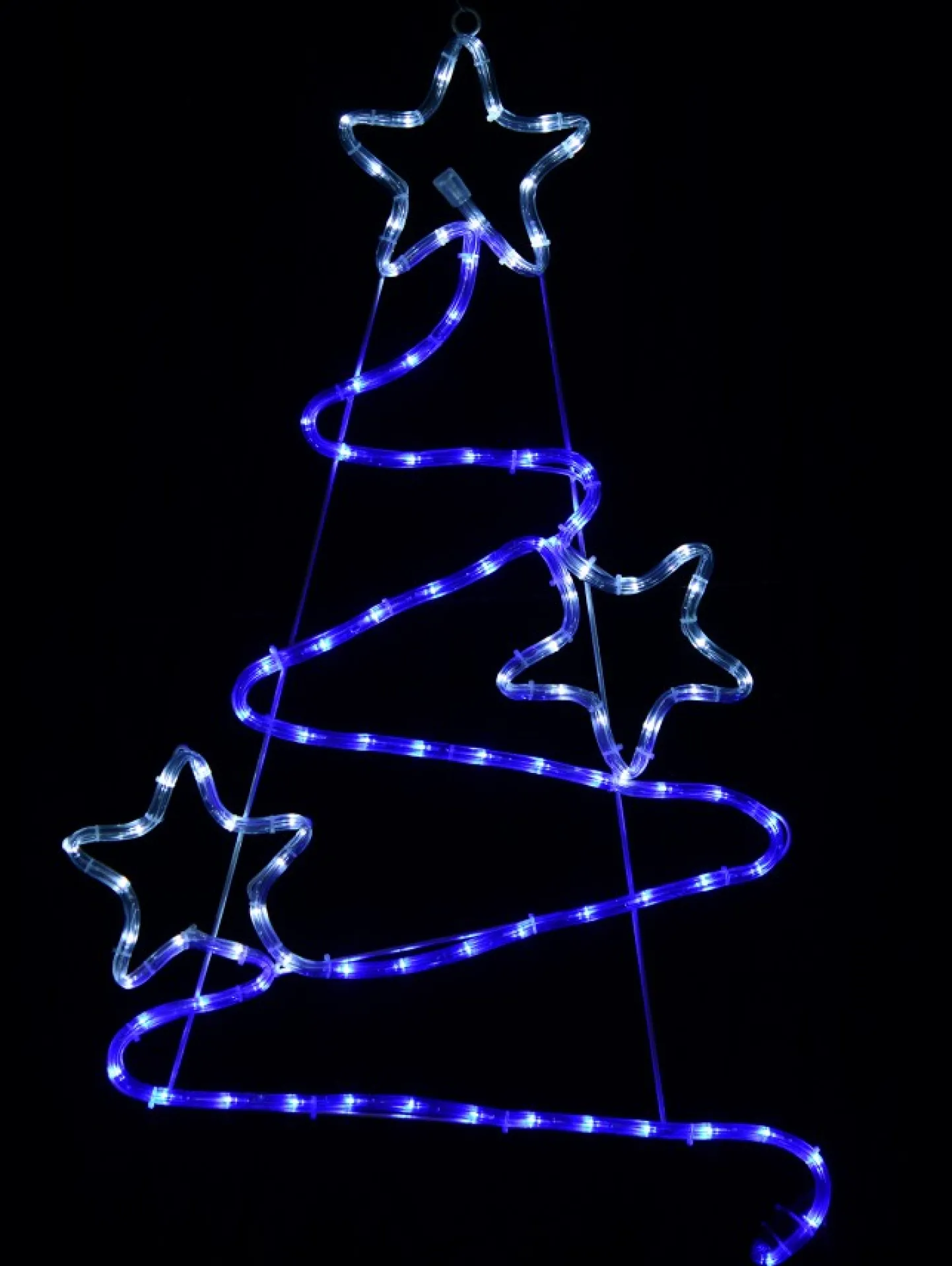 Cheap Christmas Warehouse Blue & Cool White Led Christmas Tree With Stars Rope Light Silhouette - 85Cm