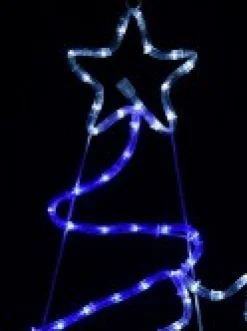 Cheap Christmas Warehouse Blue & Cool White Led Christmas Tree With Stars Rope Light Silhouette - 85Cm