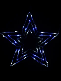 Sale Christmas Warehouse Blue & Cool White Led Triple Christmas Star String Light Silhouette - 50Cm