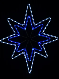 Online Christmas Warehouse Blue & Cool White 5-Point Star Of Bethlehem Led Rope Light Silhouette - 75Cm