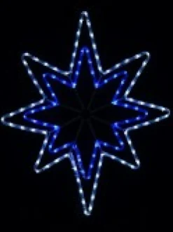 Online Christmas Warehouse Blue & Cool White 5-Point Star Of Bethlehem Led Rope Light Silhouette - 75Cm