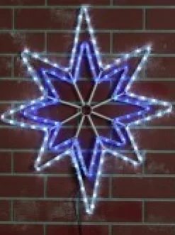 Online Christmas Warehouse Blue & Cool White 5-Point Star Of Bethlehem Led Rope Light Silhouette - 75Cm