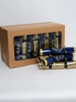 Hot Christmas Warehouse Blue & Gold With Christmas Wishes Holly Vine & Wreath Bon Bons - 50 X 30Cm