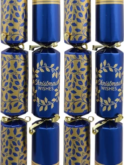 Best Christmas Warehouse Blue & Gold With Christmas Wishes Holly Vine & Wreath Bon Bons - 12 X 29Cm
