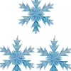 Best Christmas Warehouse Blue Ice Look Refractive Snowflakes Tree Hanging Decorations - 3 X 11Cm