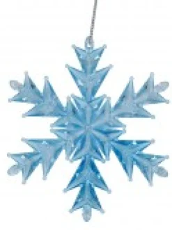 Best Christmas Warehouse Blue Ice Look Refractive Snowflakes Tree Hanging Decorations - 3 X 11Cm