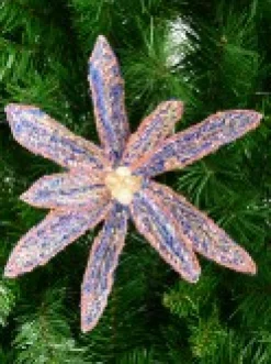 Discount Christmas Warehouse Blue Poinsettia With Iridescent Sequins & Pink Edges Flower Pick - 26Cm