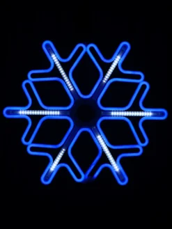 Best Christmas Warehouse Blue Snowflake & Cool White Strip Neon Christmas Light Rope Silhouette - 60Cm