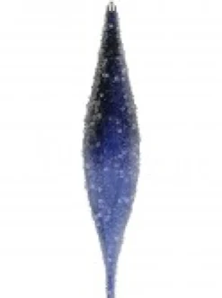 Flash Sale Christmas Warehouse Blue With Frost Look Pine Cone Shape Baubles Hanging Decorations - 4 X 33Cm