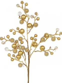 New Christmas Warehouse Bronze, Beaded & Diamante Berries Decorative Christmas Spray Stem - 61Cm