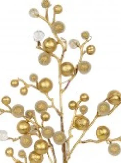 New Christmas Warehouse Bronze, Beaded & Diamante Berries Decorative Christmas Spray Stem - 61Cm