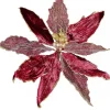 Flash Sale Christmas Warehouse Burgundy With Gold Stamen Poinsettia Decorative Christmas Flower Pick - 26Cm