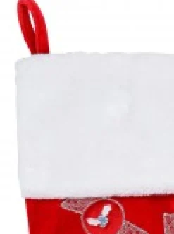 Online Christmas Warehouse Candy Canes & Lollies Red Velvet With White Cuff Christmas Stocking - 48Cm