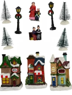 Outlet Christmas Warehouse Carollers In Illuminated Town Centre Christmas Village Figurines - 11 Piece Set