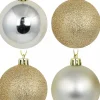 Fashion Christmas Warehouse Champagne Glitter, Matte & Metallic Christmas Baubles - 12 X 60Mm