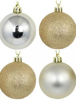 Fashion Christmas Warehouse Champagne Glitter, Matte & Metallic Christmas Baubles - 12 X 60Mm