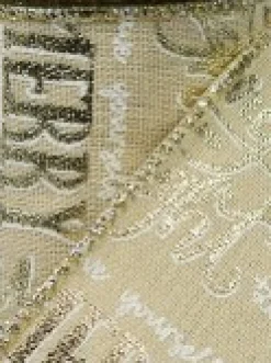 Hot Christmas Warehouse Christmas Font On Natural Look Christmas Ribbon With Silver Edging - 3M
