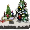 Cheap Christmas Warehouse Christmas Tree Scene With Kids & Elf With Led Lights & Animated Tree - 19Cm