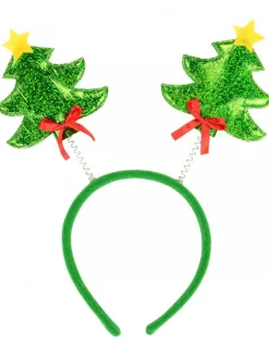 Cheap Christmas Warehouse Christmas Trees On Springs Headband With Ribbon & Star - One Size Fits Most