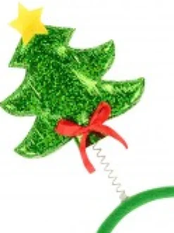 Cheap Christmas Warehouse Christmas Trees On Springs Headband With Ribbon & Star - One Size Fits Most