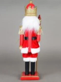 Outlet Christmas Warehouse Classic Christmas Nutcracker With Finial Staff Decorative Ornament - 39Cm