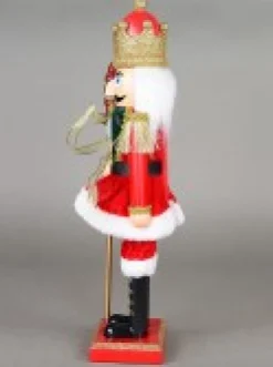 Outlet Christmas Warehouse Classic Christmas Nutcracker With Finial Staff Decorative Ornament - 39Cm
