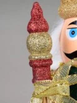 Outlet Christmas Warehouse Classic Christmas Nutcracker With Finial Staff Decorative Ornament - 39Cm
