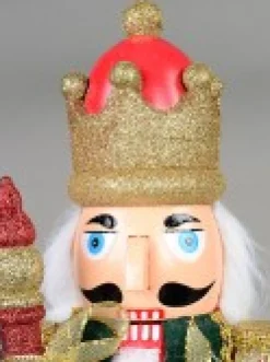 Outlet Christmas Warehouse Classic Christmas Nutcracker With Finial Staff Decorative Ornament - 39Cm