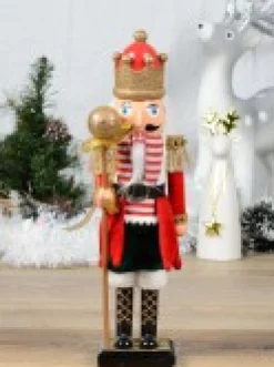 Cheap Christmas Warehouse Classic Christmas Nutcracker With Ball Staff Decorative Ornament - 38Cm