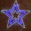 Store Christmas Warehouse Cool White & Blue Led Triple Christmas Star Rope Light Silhouette - 80Cm