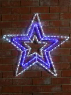 Store Christmas Warehouse Cool White & Blue Led Triple Christmas Star Rope Light Silhouette - 80Cm