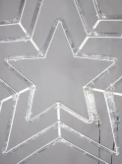 Store Christmas Warehouse Cool White & Blue Led Triple Christmas Star Rope Light Silhouette - 80Cm