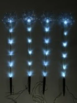 Shop Christmas Warehouse Cool White Led Snowflake On A Pole Garden Christmas Path Lights - 4 X 49Cm