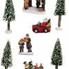 Online Christmas Warehouse Cruising Santa, Decorating Tree & Gift Giving Christmas Figurines - 8 Piece Set