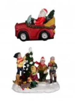 Online Christmas Warehouse Cruising Santa, Decorating Tree & Gift Giving Christmas Figurines - 8 Piece Set