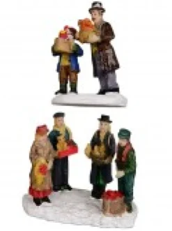 Online Christmas Warehouse Cruising Santa, Decorating Tree & Gift Giving Christmas Figurines - 8 Piece Set