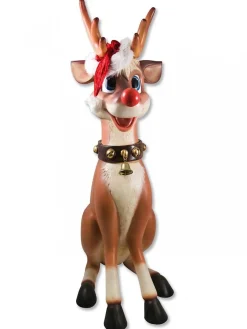 Flash Sale Christmas Warehouse Cute Sitting Resin Reindeer Life Size Christmas Decoration Ornament - 1.1M
