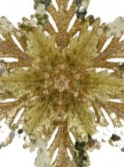 Fashion Christmas Warehouse 3D Gold Snowflake With Sequins Christmas Tree Hanging Decoration - 15Cm