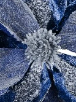 Best Sale Christmas Warehouse Dark Blue With Silver Glitter Magnolia Decorative Christmas Flower Pick - 22Cm