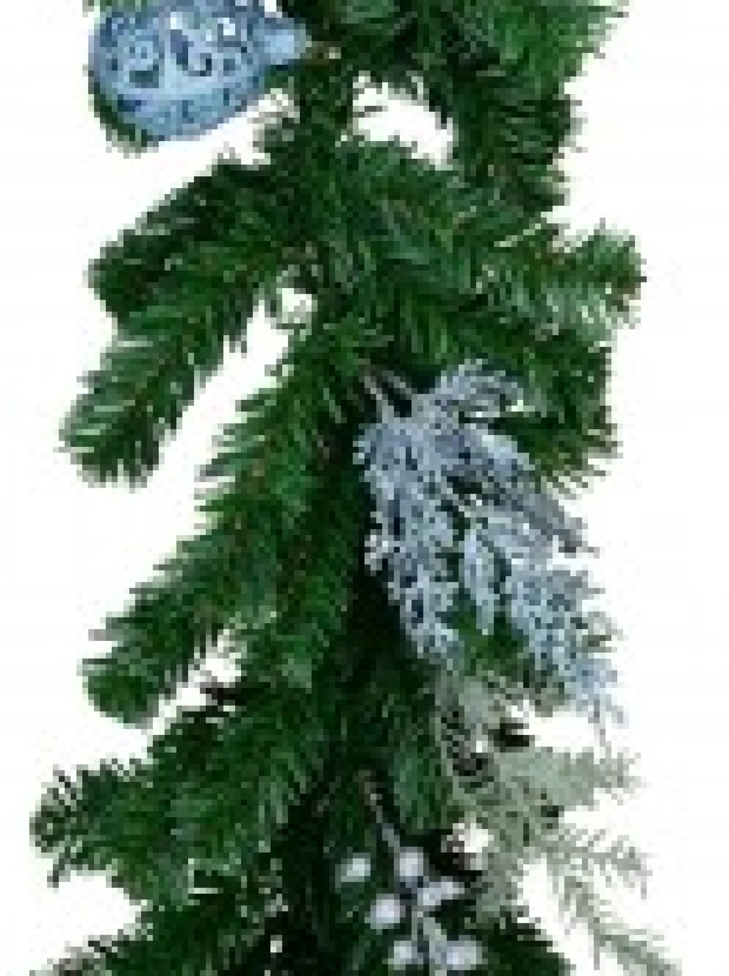New Christmas Warehouse Decorated Blue Poinsettia, Pine Cone, Foliage & Baubles Pine Garland - 2.7M