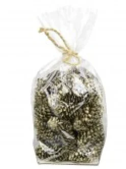 Store Christmas Warehouse Decorative Gold & Champagne Glittered Natural Christmas Pine Cones - 100G