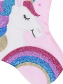 Flash Sale Christmas Warehouse Fabulous Unicorn, Rainbow & Star Applique Velvet Christmas Stocking - 48Cm