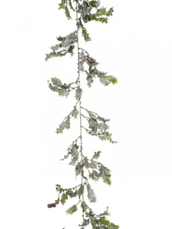 Cheap Christmas Warehouse Frosted Christmas Holly Leaves & Berries Vine Christmas Garland - 1.8M