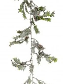 Cheap Christmas Warehouse Frosted Christmas Holly Leaves & Berries Vine Christmas Garland - 1.8M