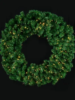 Best Christmas Warehouse Giant Balsam Pine Needle Pre-Lit Christmas Wreath With 420 Tips - 1.2M